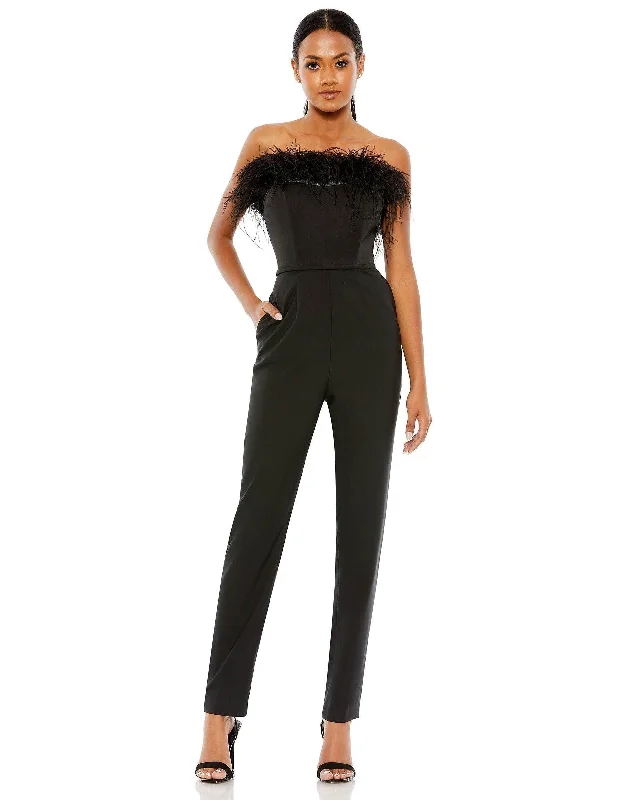 Women's Comfy Loungewear Outfit Final Sale Mac Duggal 68146 Long Strapless Formal Jumpsuit