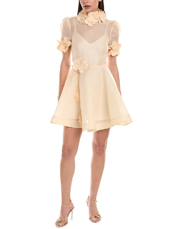 Women's Sporty Clothes Chic Style Zimmermann Luminosity Liftoff Linen & Silk-Blend Mini Dress