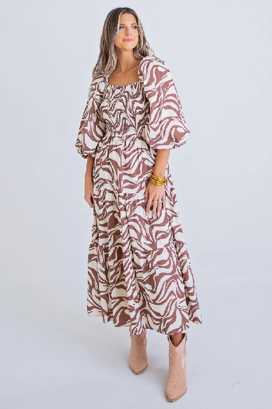 Women's Loungewear Clothes Chic Trends Unveiled Zebra Poplin Smock Maxi Dress