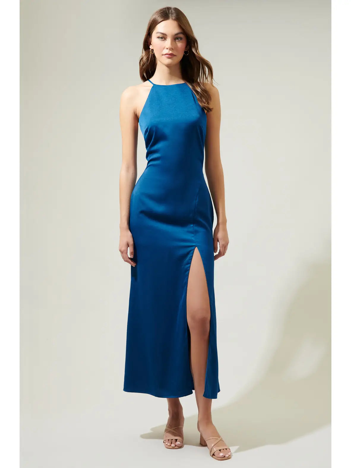 Women's Layered Outfit Evening Elegance Carmina Blue Maxi Dress