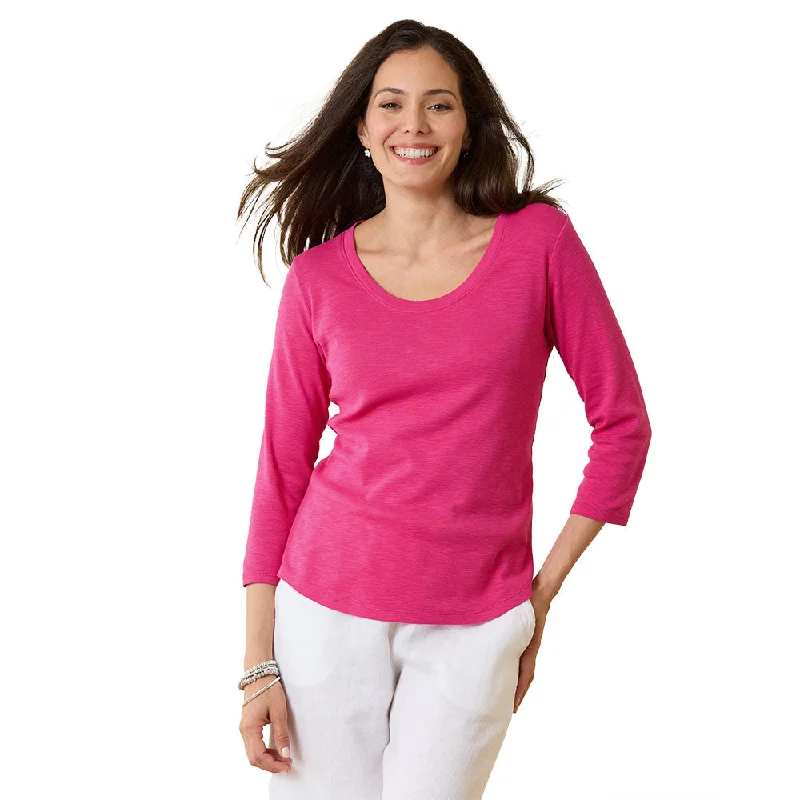 Women's Occasion Wear Clothing Season Appropriate Women's Collection Tommy Bahama Women's Ashby Isles Rib 3/4 Sleeve Scoop T-Shirt - Glowing Azalea