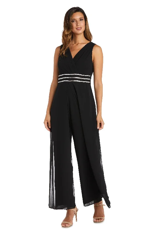 Women's Layered Outfit Vintage Inspired Fashion Sale R&M Richards 9365 Long Sleeveless Formal Jumpsuit Sale