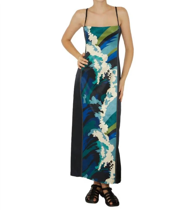 Women's Comfortable Garments Stylish Looks Wave Midi Dress In Blue