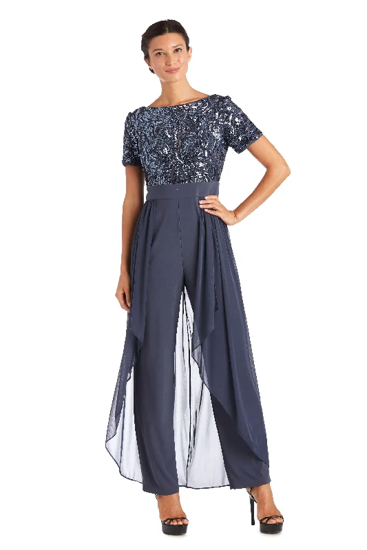 Women's Festive Attire Explore What's New R&M Richards 7632 Long Formal High Low Jumpsuit