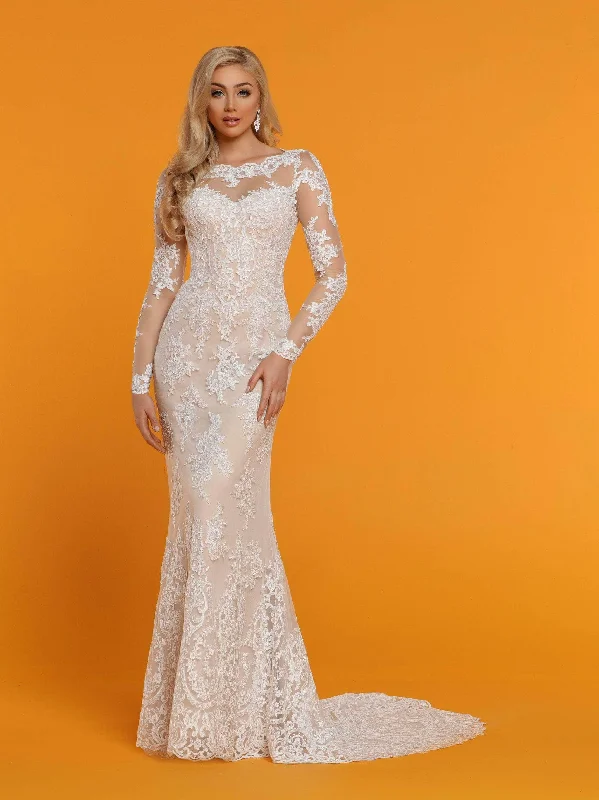 Vintage-Inspired Women's Apparel Shop Our Looks Da Vinci 50516 - Illusion Sleeve Embroidered Bridal Gown