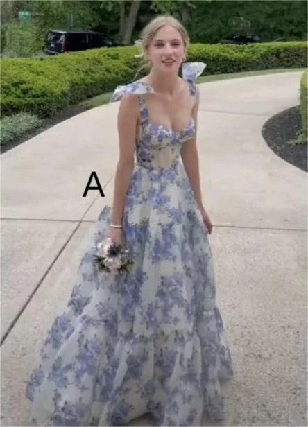 Women's Contemporary Apparel Weekend Exclusive Elegant A-line Floral Long Prom Dresses, Evening Dresses