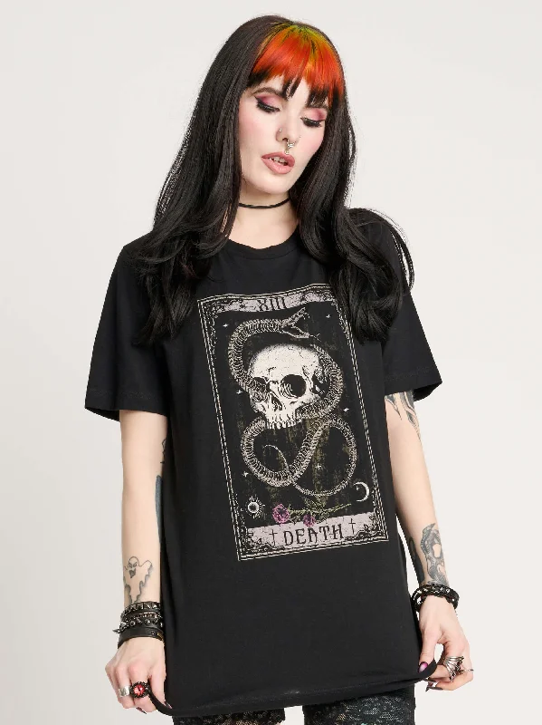 Women's Clothing For Casual Outings Explore What's New Snake & Skull Death Tarot T-shirt