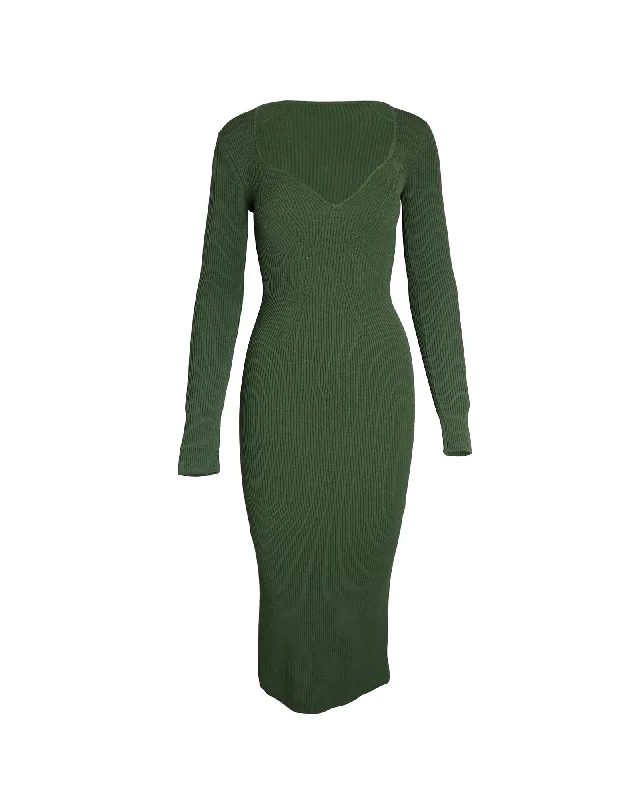 Modern Women's Apparel Limited Time Flash Sale Khaite Alessandra Midi Dress in Green Viscose