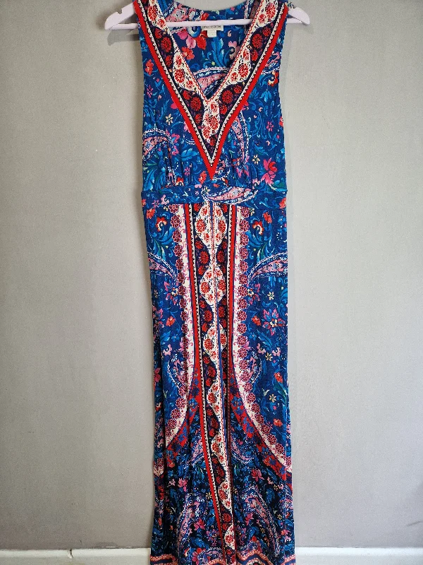 Women's Comfortable Lounge Attire Fashion Forward Monsoon scarf print jersey maxi dress - size 10