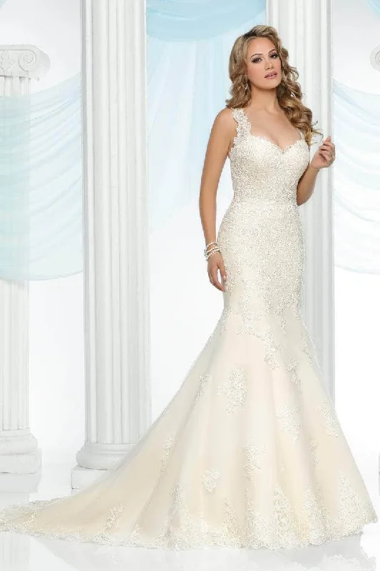 Women's Seasonal Apparel Unbeatable Prices Da Vinci 50429 - Embroidered Trumpet Bridal Gown