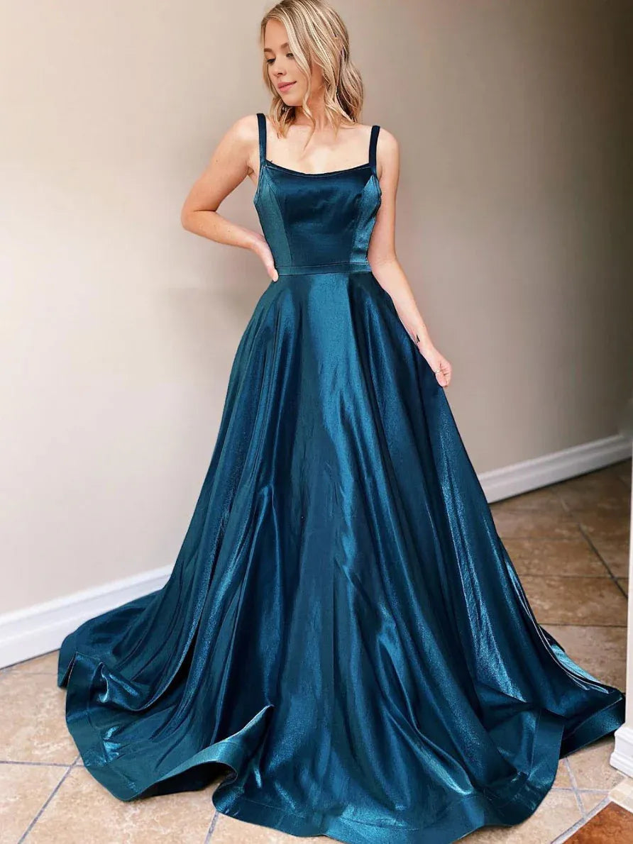 Women's Athleisure Apparel Trend Alert Amzcw Simple backless satin blue long prom dress blue evening dress stores with prom dresses