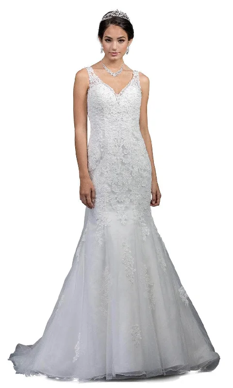 Sustainable Women's Apparel Crazy Discounts, Hurry Up Dancing Queen 0034 - Intricate Lace Embellished Sleeveless Wedding Gown