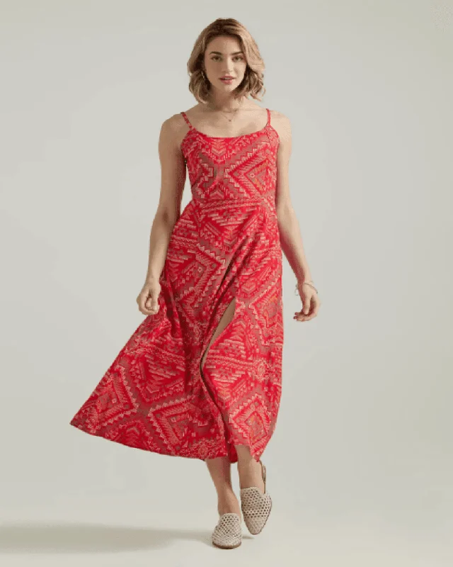 Vintage Clothing For Women Wardrobe Refresh Wrangler Women's Red Southwestern Print Strappy Maxi Dress 112347177