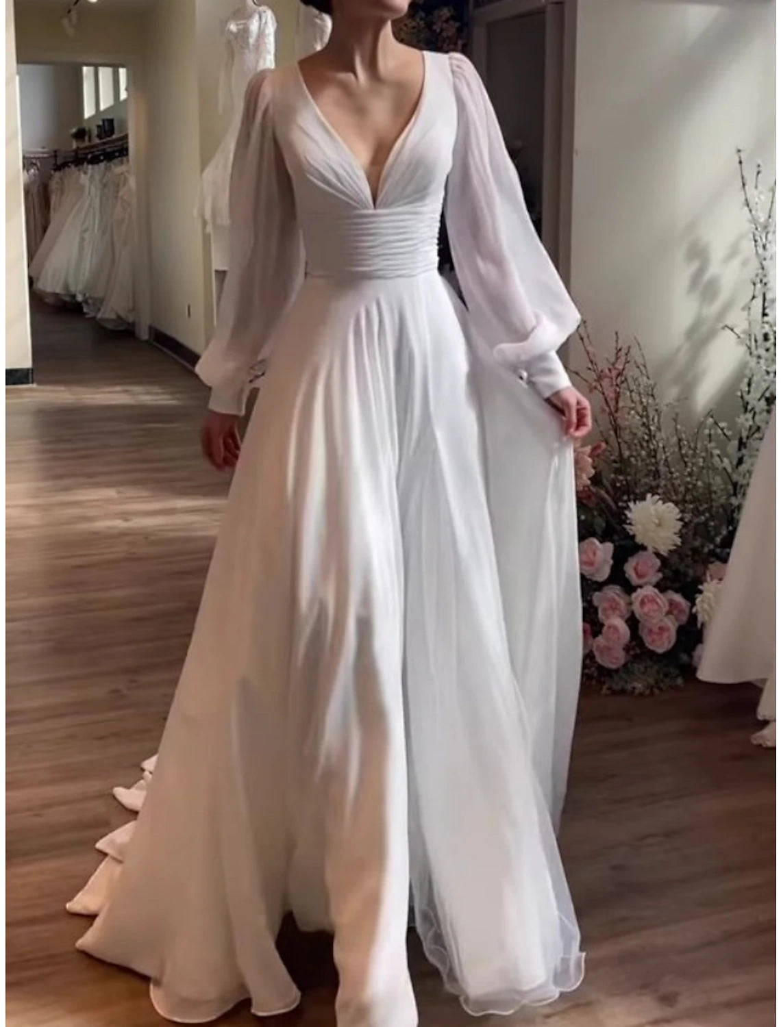 Fashionable Women's Clothing Casual Yet Stylish Separates Simple Wedding Dresses Wedding Dresses A-Line Off Shoulder Cap Sleeve Tea Length Satin Bridal Gowns With Pleats Solid Color