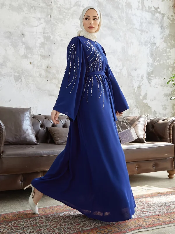 Women's High-Fashion Garments Crazy Discounts, Hurry Up Stunning Beaded Tie Waist Maxi Dress - Elegant Flare Sleeve, Aline Silhouette, Modest and Chic Womens Clothing for All Occasions