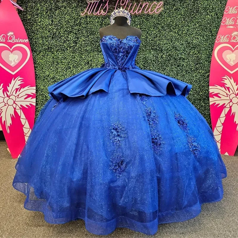 Casual Outfit For Women Additional Time-Limited Offers Romantic Blue Princess Quinceanera Dresses Strapless Tiered Applique Lace Beads Corset Vestido De 15 Anos Ball Gown Customized