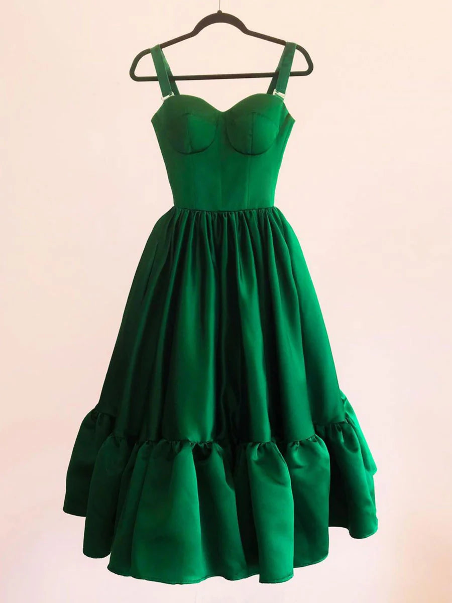 Women's Relaxed Clothes Vintage Look Amzcw Simple sweetheart neck satin short prom dress green homecoming dress prom dresses shops ﻿