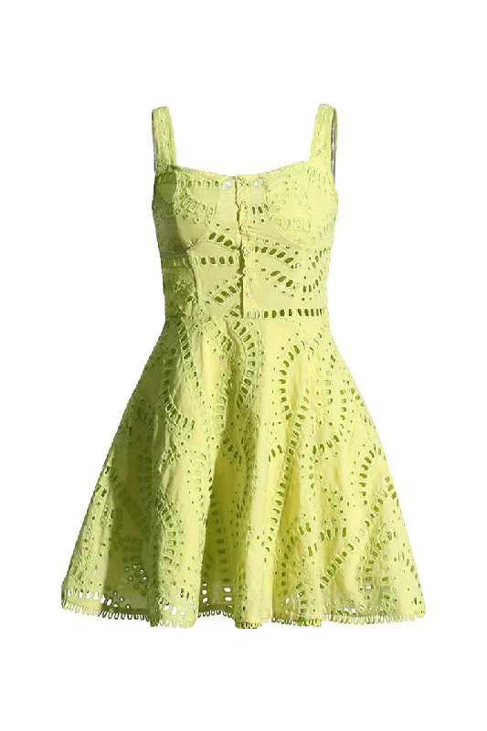 Women's Work Outfit For The Office Don'T Miss Out Breezy Floral Cutwork Broderie Anglaise Fit & Flare Summer Mini Sundress