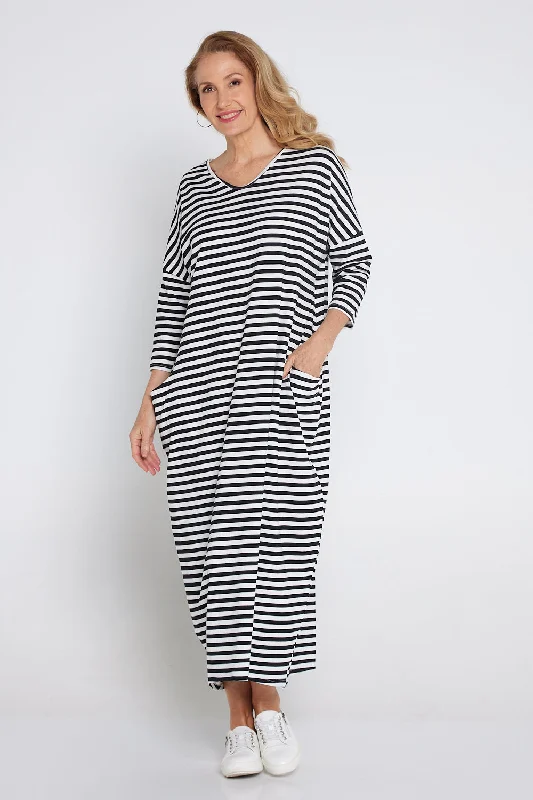 Comfortable Garments For Women Must Haves Emmy Maxi Dress - White Black Stripe