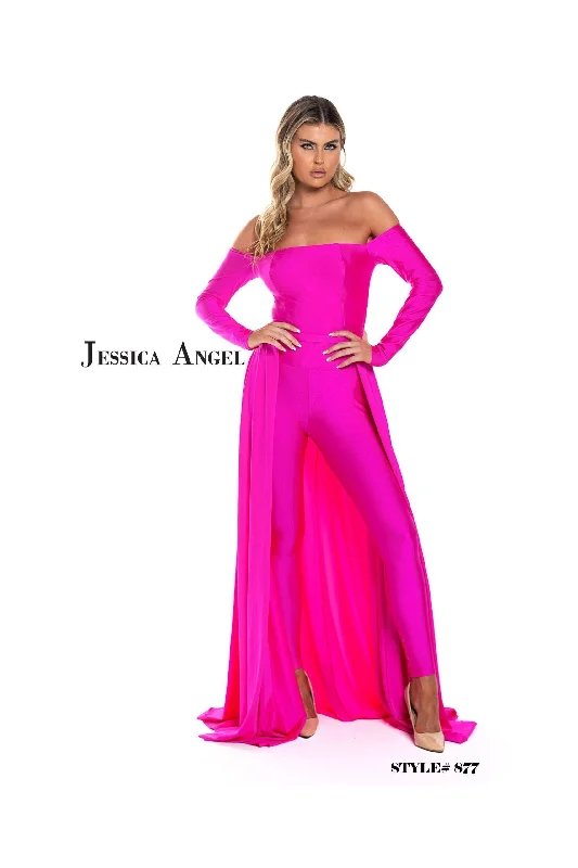 Women's Vintage-Inspired Clothing Seize Bargains Jessica Angel Long Off Shoulder Formal Jumpsuit 877