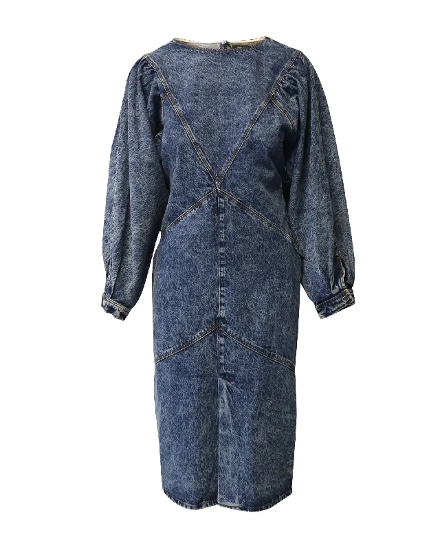 Plus-Size Women's Clothing Trendy Pulse Isabel Marant Udrea Denim Midi Dress in Blue Cotton