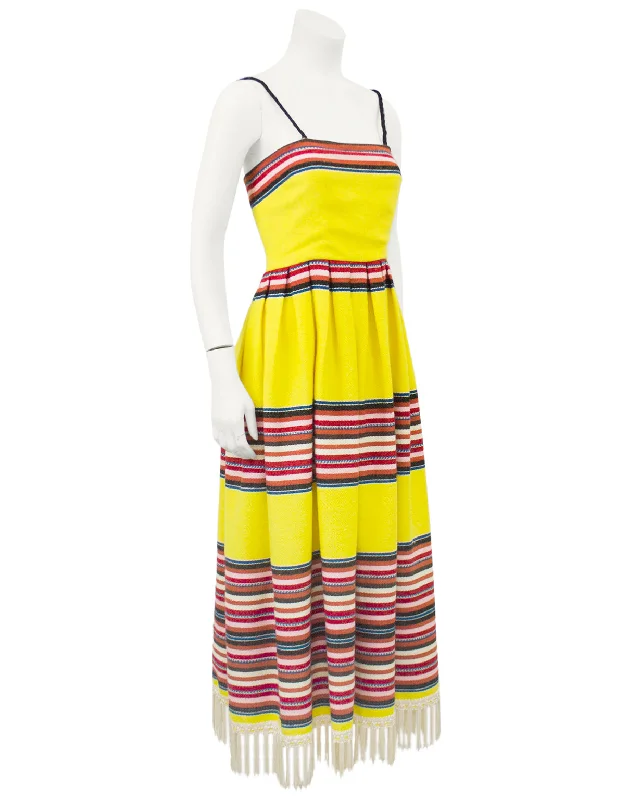 Women's Plus-Size Casual Outfit Budget Saver Yellow Mexican Blanket Maxi Dress