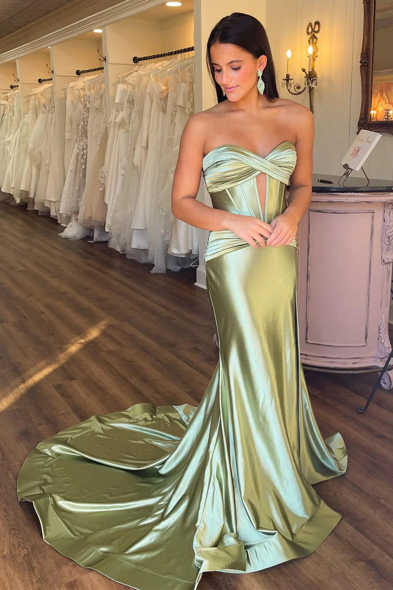 Women's Timeless Attire Trendy Women's Collection Sweetheart Satin Mermaid Long Prom Dress