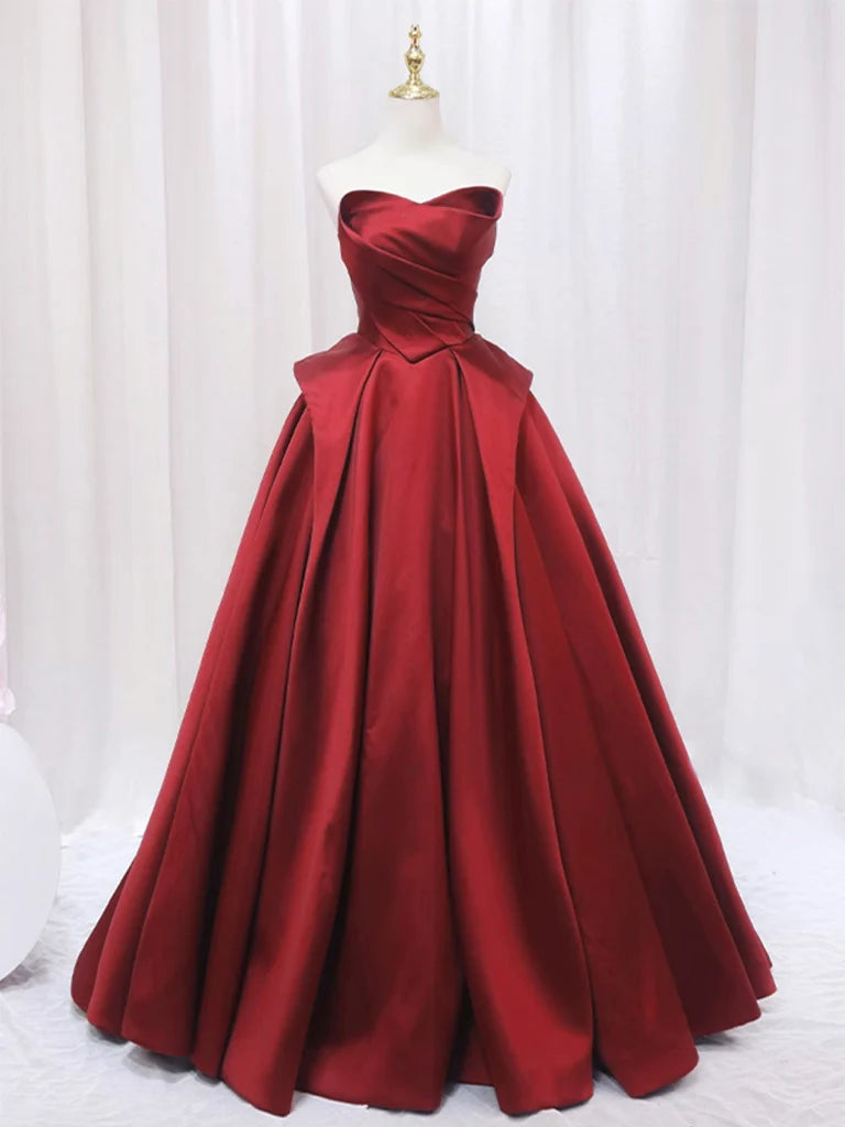 Women's Outfit Minimalist Office - Ready Style Amzcw A-Line Satin Burgundy Long Prom Dress Burgundy Formal Dress prom dress in store