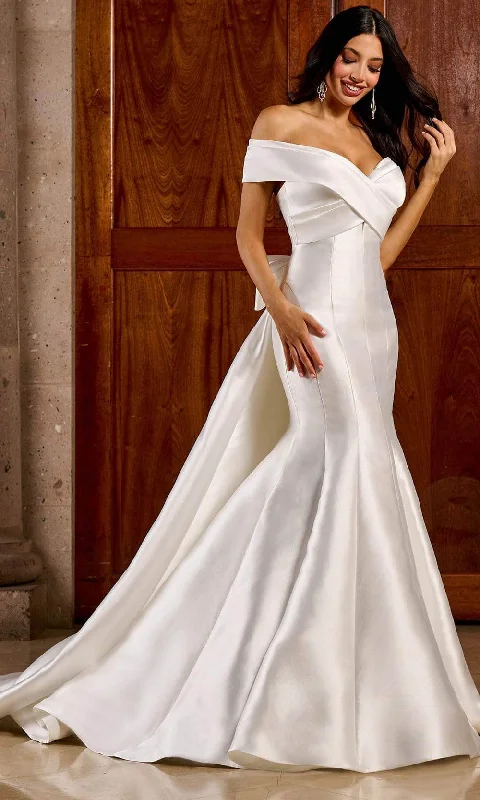 Women's Cozy Clothes Forward Trendsetter Rachel Allan RB3188 - Plunging V-Neck Overskirt Bridal Gown