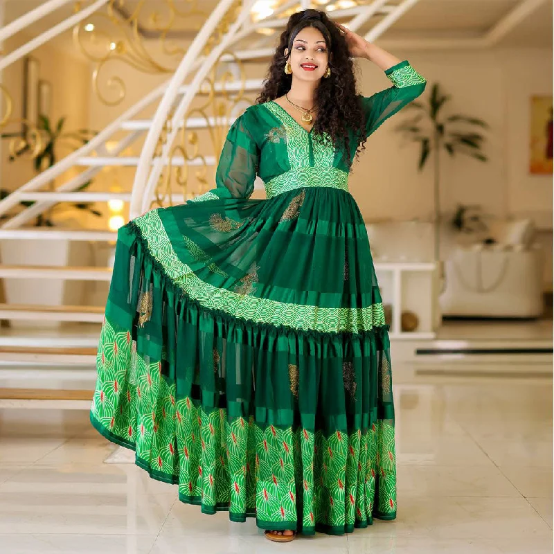 Women's Plus-Size Apparel Exclusive Sale Traditional Ethiopian Chiffon Gown