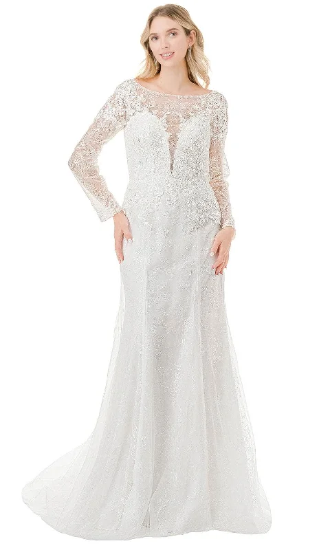 Women's Vintage-Inspired Clothing Chic Style, Always In Vogue Aspeed Design MS0028 - Floral Lace Bateau Bridal Dress