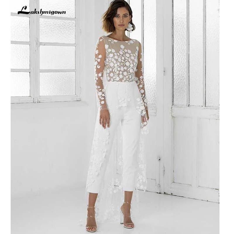 Women's Athletic Garments Snag Fabulous Fashion Bargains Roycebridal White Jumpsuit Beach Wedding Dresses Long Sleeve