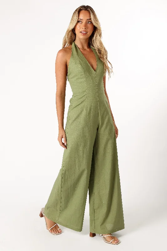 Women's Evening Attire Huge Price Cut Kourtney Halterneck Jumpsuit - Olive