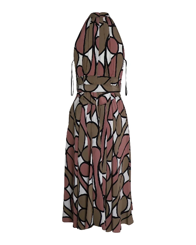 Women's Plus-Size Apparel Trendy Fashion Sale Diane Von Furstenberg Printed Halter Midi Dress in Multicolor Silk