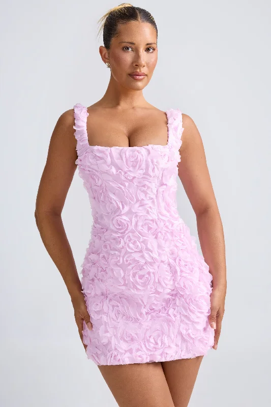 Timeless Women's Apparel Comfort Centric Apparel Floral-Appliqué Corset Mini Dress in Lilac