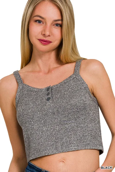 Women's Plus-Size Clothes Fashion-Forward Speckled cropped tank Henley