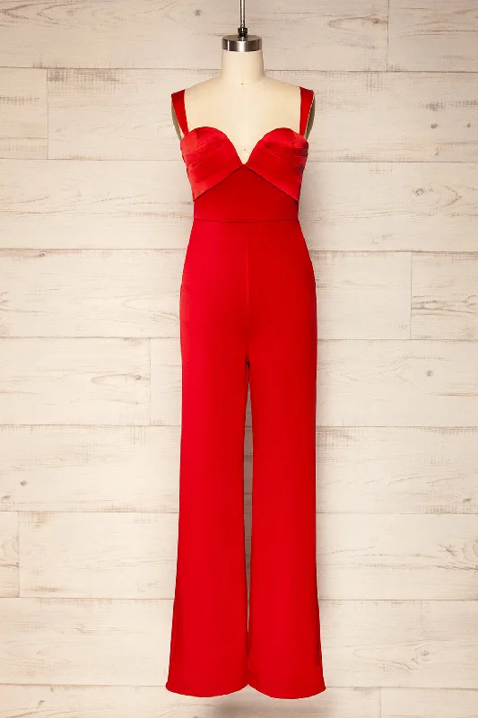 Classic Women's Clothing Styles New In This Season Willow Red | Sleeveless Bustier Jumpsuit