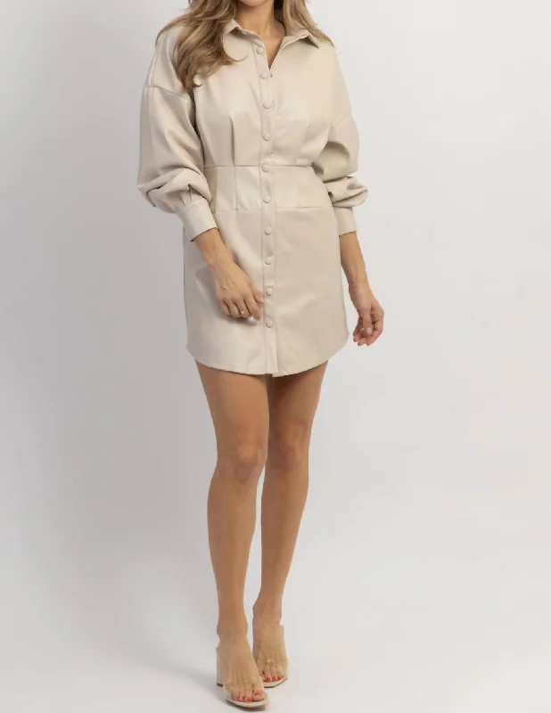 Women's Chic Outerwear Garments Versatile Wardrobe Essentials Bowery Faux Leather Mini Dress In Cream