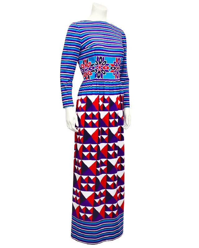 Women's Cozy Outfit For Lounging Ends Soon Stripe and Geometric Print Maxi Dress