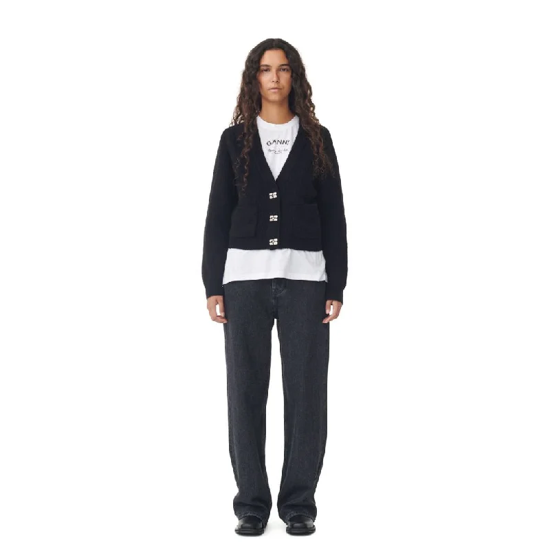 Women's Athletic Apparel Low Price Special Soft Wool Cardigan (Black)