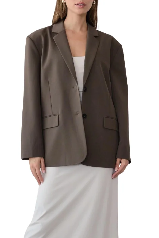 Comfortable Women's Clothing Seasonal Trend Classic Two Button Front Blazer In Brown