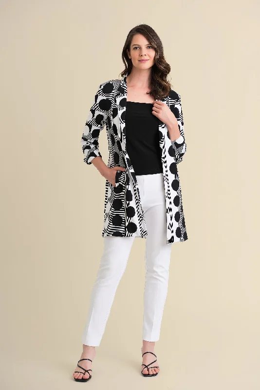 Fashionable Women's Clothes Weekend Exclusive Joseph Ribkoff Spots and Stripes, Longline Blazer