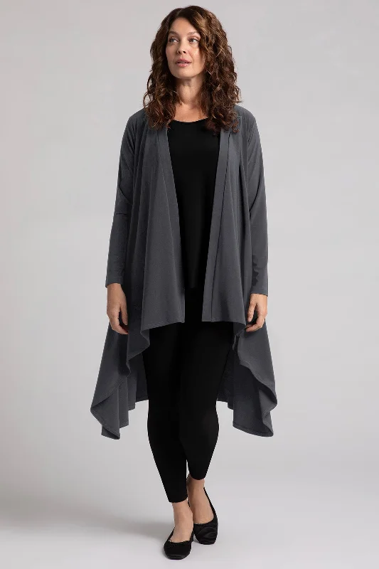 Women's Seasonal Clothes Fashion Essentials Flutter Duster Cardigan | Graphite