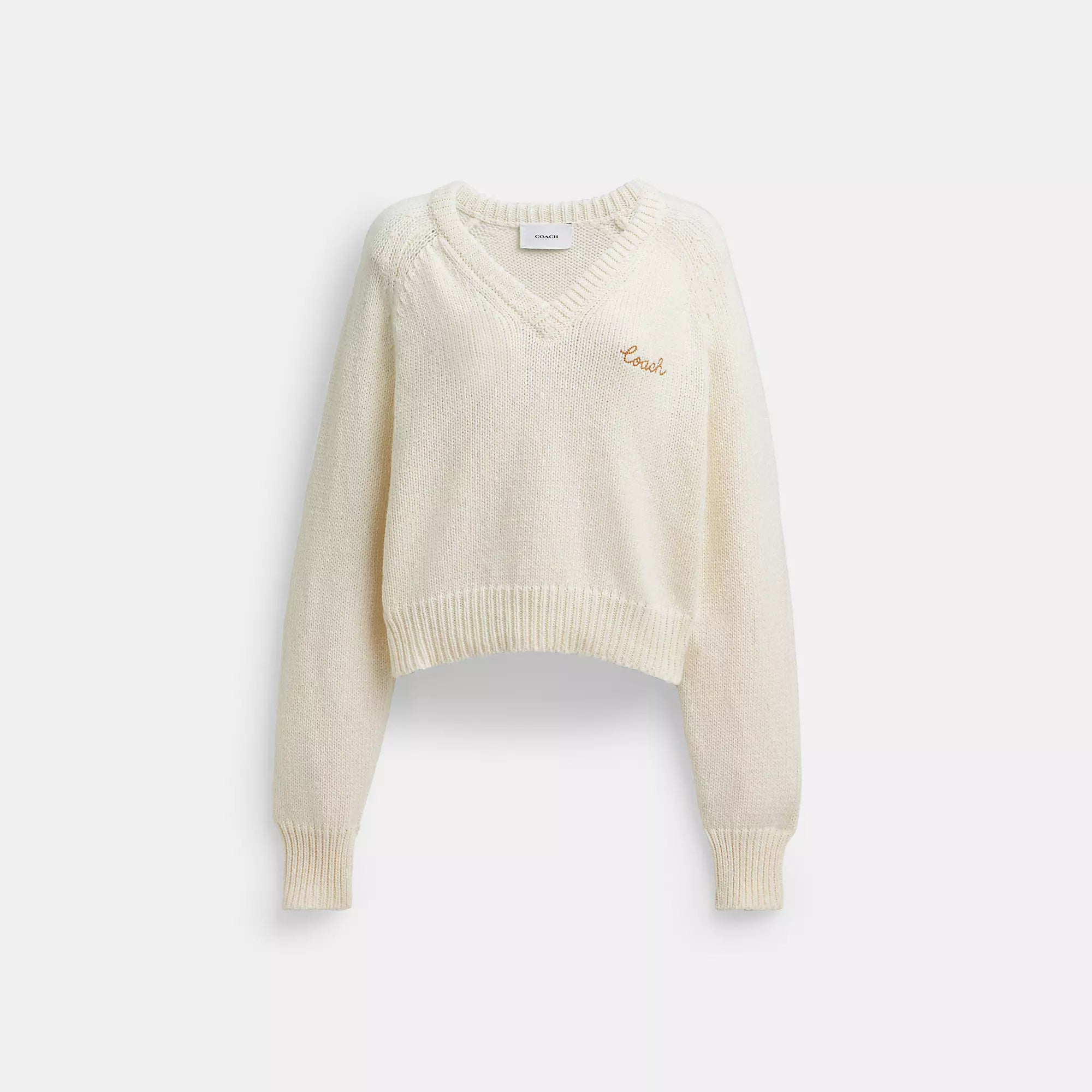 Women's Stylish Professional Garments Refined Look Coach Outlet Cropped V Neck Sweater In Organic Cotton And Recycled Cashmere