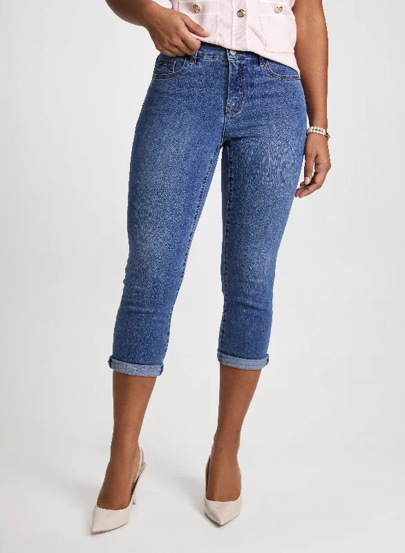 Women's Clothes Trend Alert Rolled-Cuff Denim Capris