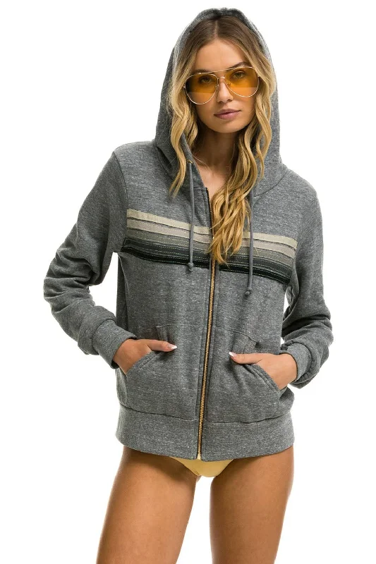 Women's Seasonal Wardrobe Clothing Chic Outfits Jacket 5 Stripe Hood Hdrs5 Heather-Grey-Grey