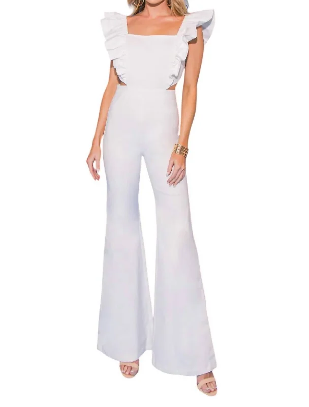 Classic Clothes For Women Elegant Attire For The Modern Lady Alluring Dream Stretch Denim Jumpsuit In White Denim