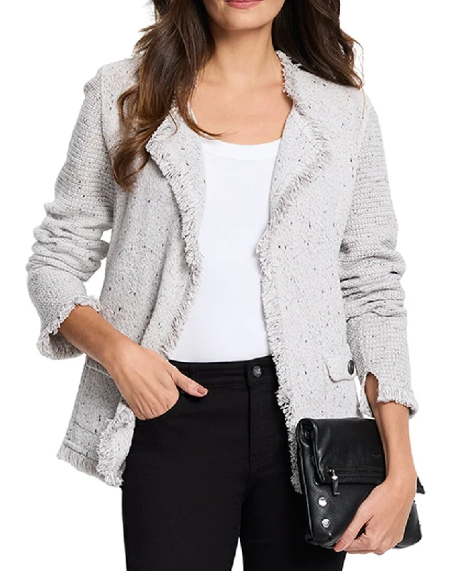 Women's Tailored Outfit Fashion Deal NIC+ZOE Fringe Mix Knit Pocket Jacket