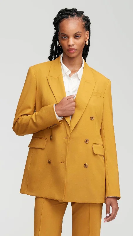 Women's Outfit For The Office Summer Splash Sale Double-Breasted Blazer in Seasonless Wool | Mustard