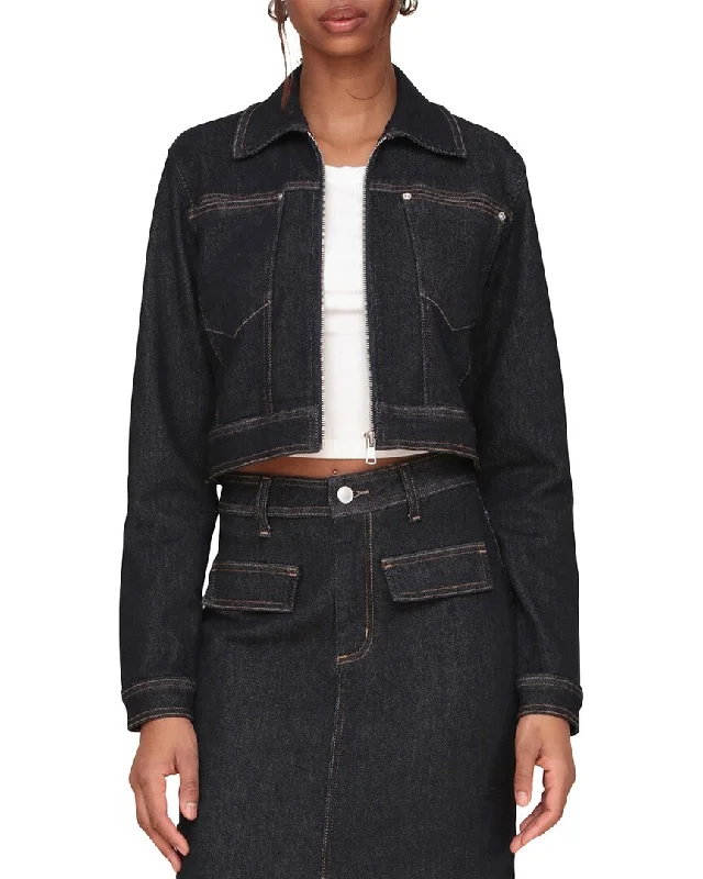 Women's Formal Clothes Trendy New Clothes Avec Les Filles Cropped Denim Zip-Front Jacket